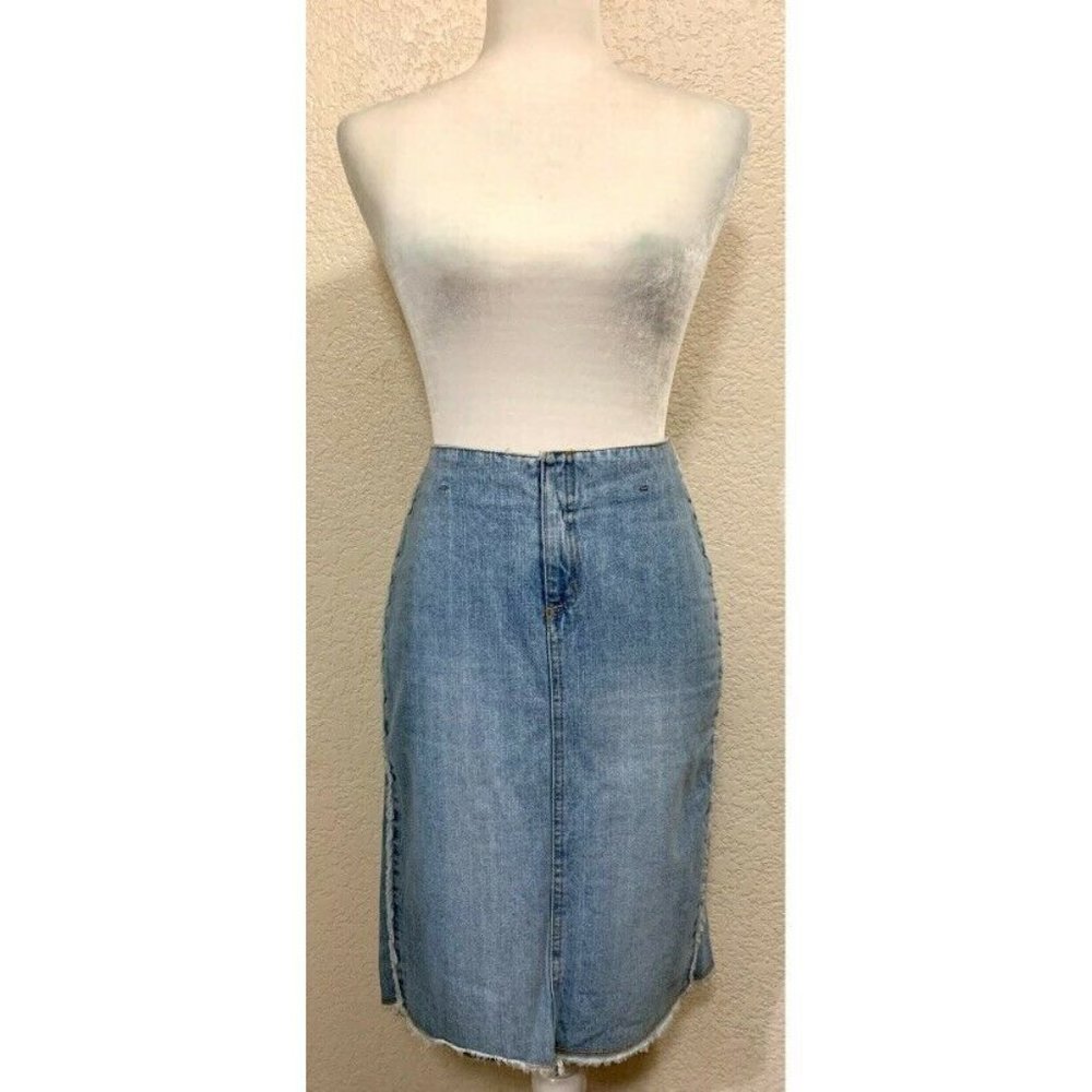 Spacegirlz Vintage Y2K Raw Denim Pencil Skirt